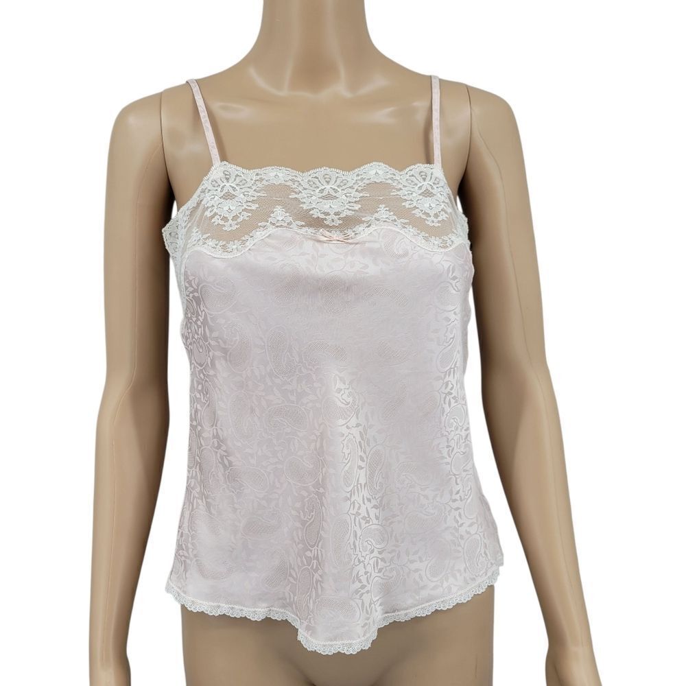 Maidenform Vintage Lace Trim Pink Satin Camisole